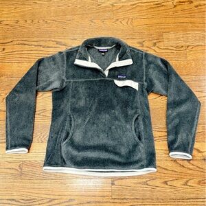 Patagonia Youth Gray Fleece Snap Pullover Lightweight Jacket Kids, Large